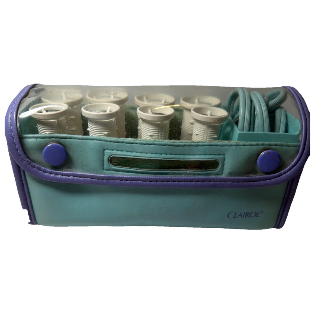 Clairol Set To Go Hot Roller Curlers CLIPS Dual Volts World Travel TS-8 Complete